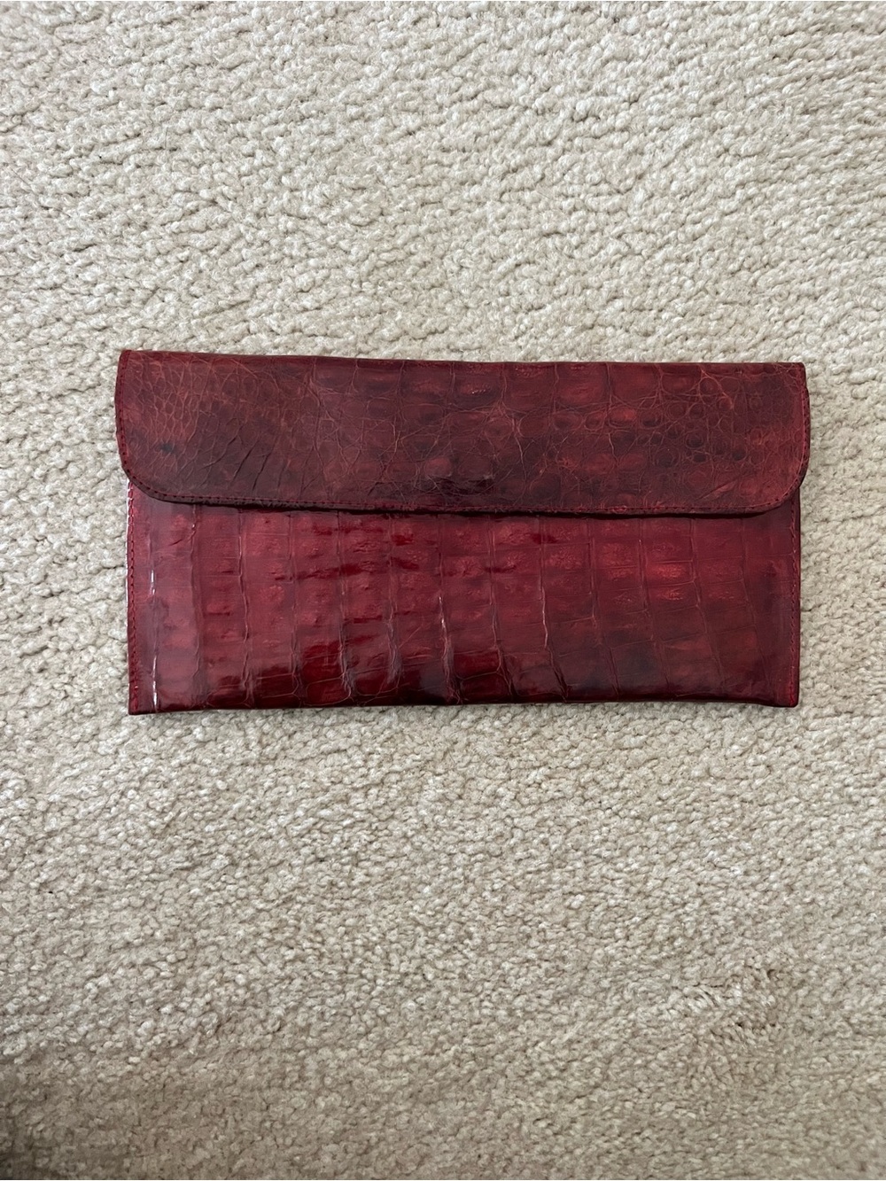 Leather Clutch Wallet in Red